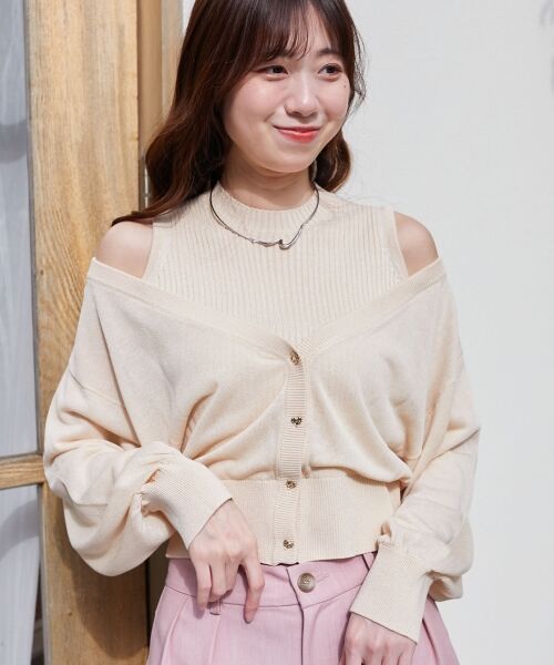 MAJESTIC LEGON / マジェスティックレゴン ニット・セーター | レイヤード風ボタンニット | 詳細4