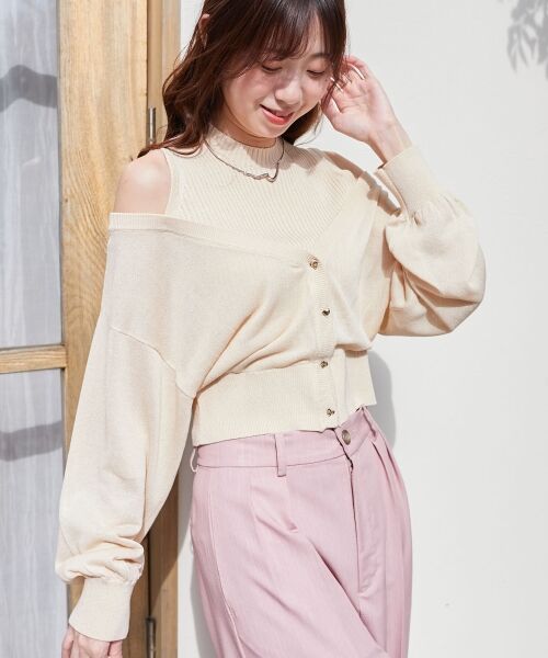 MAJESTIC LEGON / マジェスティックレゴン ニット・セーター | レイヤード風ボタンニット | 詳細5