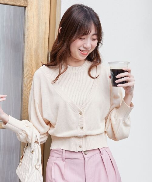 MAJESTIC LEGON / マジェスティックレゴン ニット・セーター | レイヤード風ボタンニット | 詳細8