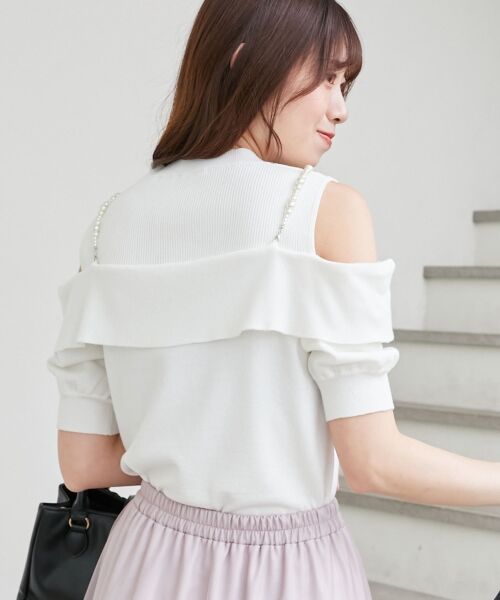 MAJESTIC LEGON / マジェスティックレゴン ニット・セーター | パールチェーン半袖肩開きニット | 詳細15