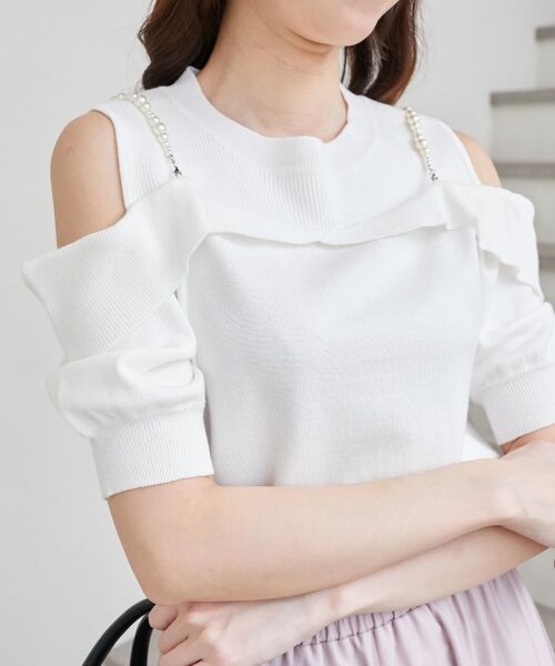 MAJESTIC LEGON / マジェスティックレゴン ニット・セーター | パールチェーン半袖肩開きニット | 詳細16