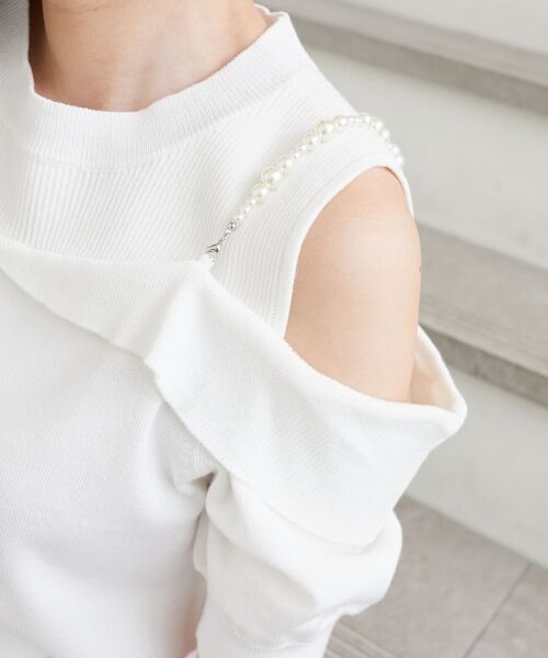 MAJESTIC LEGON / マジェスティックレゴン ニット・セーター | パールチェーン半袖肩開きニット | 詳細17