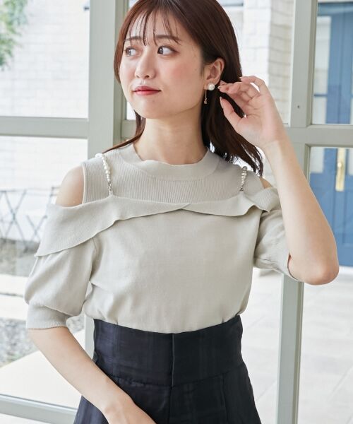 MAJESTIC LEGON / マジェスティックレゴン ニット・セーター | パールチェーン半袖肩開きニット | 詳細21