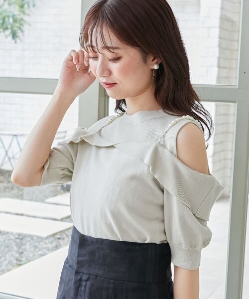 MAJESTIC LEGON / マジェスティックレゴン ニット・セーター | パールチェーン半袖肩開きニット | 詳細22