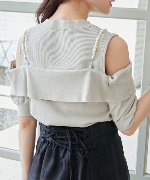 MAJESTIC LEGON / マジェスティックレゴン ニット・セーター | パールチェーン半袖肩開きニット | 詳細23