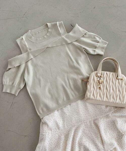 MAJESTIC LEGON / マジェスティックレゴン ニット・セーター | パールチェーン半袖肩開きニット | 詳細26