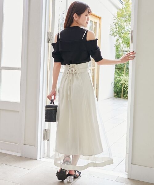 MAJESTIC LEGON / マジェスティックレゴン ニット・セーター | パールチェーン半袖肩開きニット | 詳細3