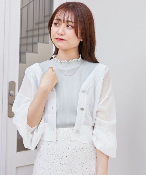 MAJESTIC LEGON / マジェスティックレゴン カーディガン・ボレロ | アソートボタンシアーカーディガン | 詳細5