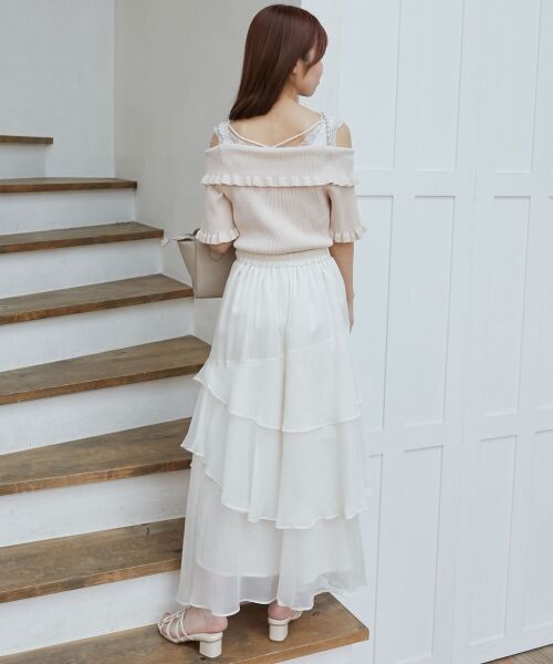 MAJESTIC LEGON / マジェスティックレゴン ニット・セーター | パールチェーンオフショルフリルニット | 詳細10