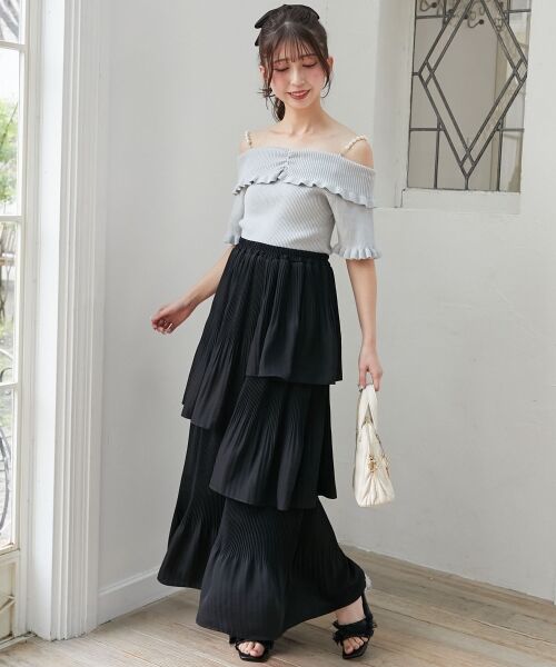 MAJESTIC LEGON / マジェスティックレゴン ニット・セーター | パールチェーンオフショルフリルニット | 詳細16