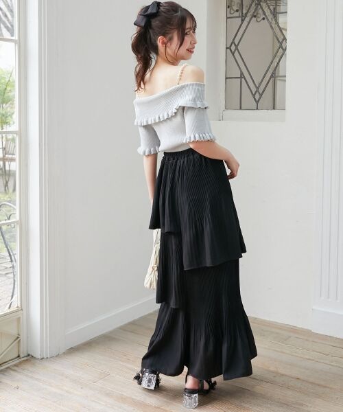 MAJESTIC LEGON / マジェスティックレゴン ニット・セーター | パールチェーンオフショルフリルニット | 詳細17