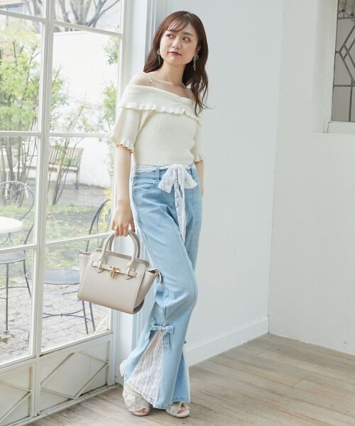 MAJESTIC LEGON / マジェスティックレゴン ニット・セーター | パールチェーンオフショルフリルニット | 詳細2