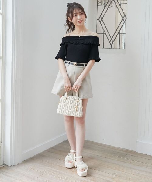 MAJESTIC LEGON / マジェスティックレゴン ニット・セーター | パールチェーンオフショルフリルニット | 詳細22