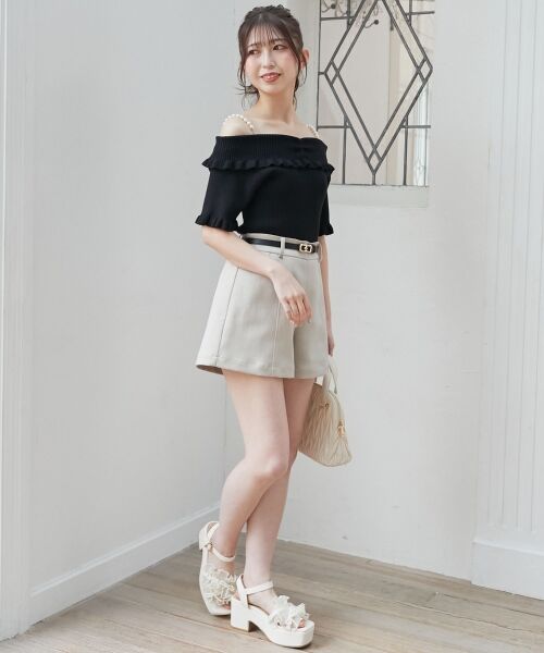 MAJESTIC LEGON / マジェスティックレゴン ニット・セーター | パールチェーンオフショルフリルニット | 詳細23