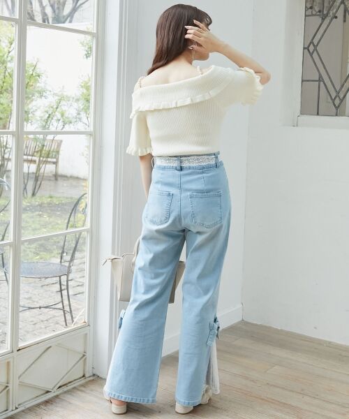 MAJESTIC LEGON / マジェスティックレゴン ニット・セーター | パールチェーンオフショルフリルニット | 詳細3