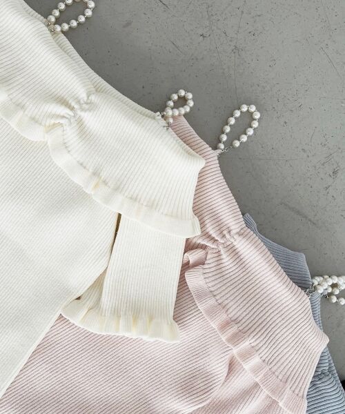 MAJESTIC LEGON / マジェスティックレゴン ニット・セーター | パールチェーンオフショルフリルニット | 詳細30