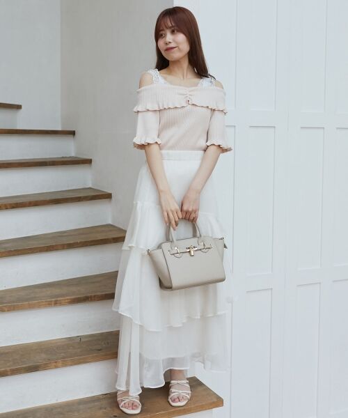 MAJESTIC LEGON / マジェスティックレゴン ニット・セーター | パールチェーンオフショルフリルニット | 詳細8