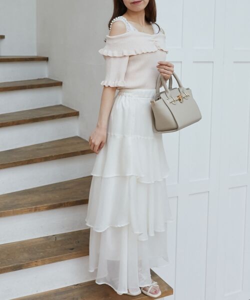 MAJESTIC LEGON / マジェスティックレゴン ニット・セーター | パールチェーンオフショルフリルニット | 詳細9