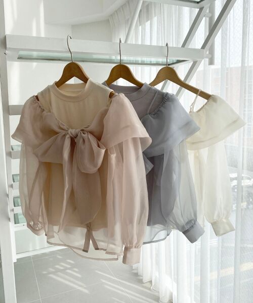 MAJESTIC LEGON / マジェスティックレゴン シャツ・ブラウス | タンクセットリボンシアーブラウス | 詳細1