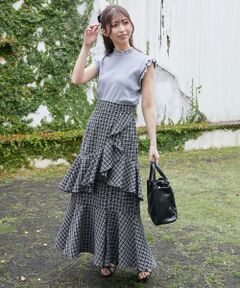 MAJESTIC LEGON / マジェスティックレゴン ミニ・ひざ丈スカート | フリルデザインスリットスカート