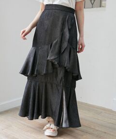 MAJESTIC LEGON / マジェスティックレゴン ミニ・ひざ丈スカート | フリルデザインスリットスカート