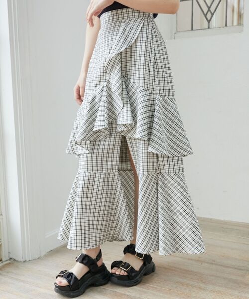 MAJESTIC LEGON / マジェスティックレゴン ミニ・ひざ丈スカート | フリルデザインスリットスカート | 詳細12