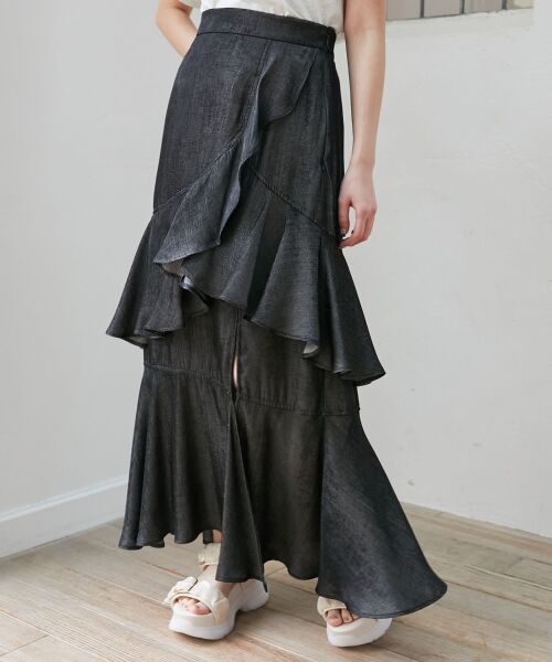 MAJESTIC LEGON / マジェスティックレゴン ミニ・ひざ丈スカート | フリルデザインスリットスカート | 詳細26