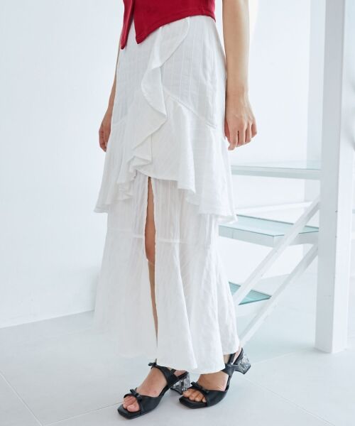 MAJESTIC LEGON / マジェスティックレゴン ミニ・ひざ丈スカート | フリルデザインスリットスカート | 詳細5