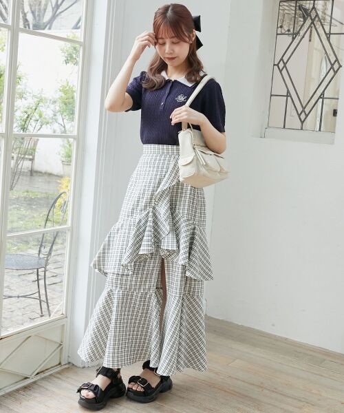 MAJESTIC LEGON / マジェスティックレゴン ミニ・ひざ丈スカート | フリルデザインスリットスカート | 詳細9