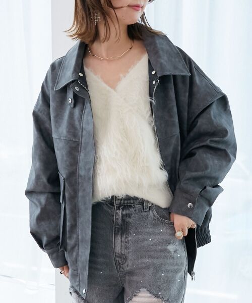 MAJESTIC LEGON / マジェスティックレゴン ブルゾン | ヴィンテージライク合皮ブルゾン | 詳細15