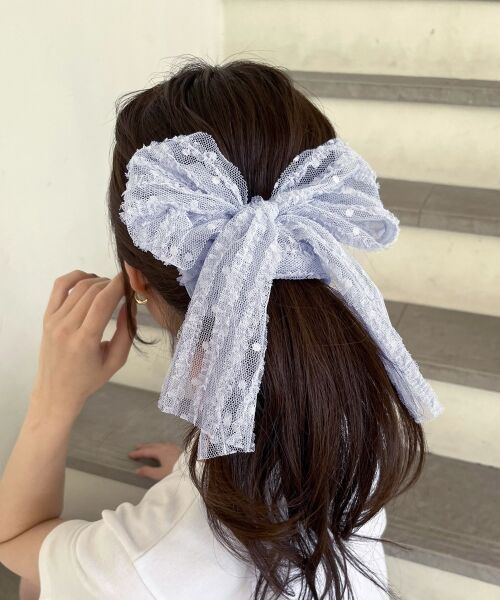 MAJESTIC LEGON/マジェスティックレゴン エアリーリボンシュシュ ブルー FREE MAJESTIC LEGON/マジェスティックレゴン エアリーリボンシュシュ ブルー FREE