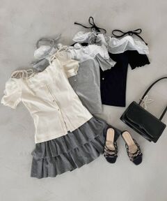 MAJESTIC LEGON / マジェスティックレゴン カットソー | シアーフリルオフショルカットトップス