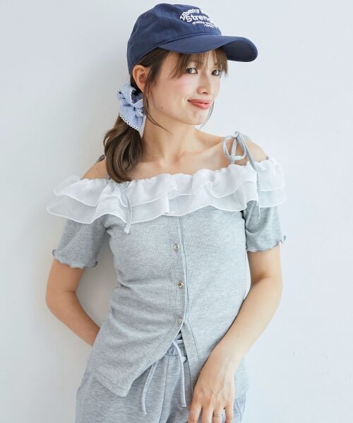 MAJESTIC LEGON / マジェスティックレゴン カットソー | シアーフリルオフショルカットトップス | 詳細10