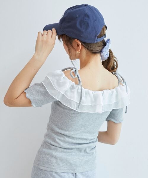 MAJESTIC LEGON / マジェスティックレゴン カットソー | シアーフリルオフショルカットトップス | 詳細12