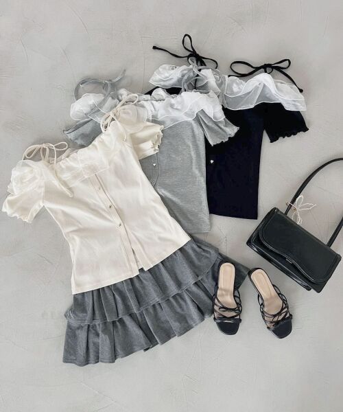 MAJESTIC LEGON / マジェスティックレゴン カットソー | シアーフリルオフショルカットトップス | 詳細14