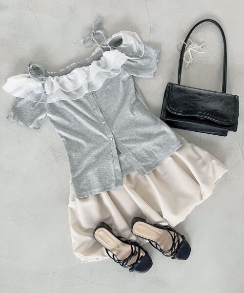 MAJESTIC LEGON / マジェスティックレゴン カットソー | シアーフリルオフショルカットトップス | 詳細15