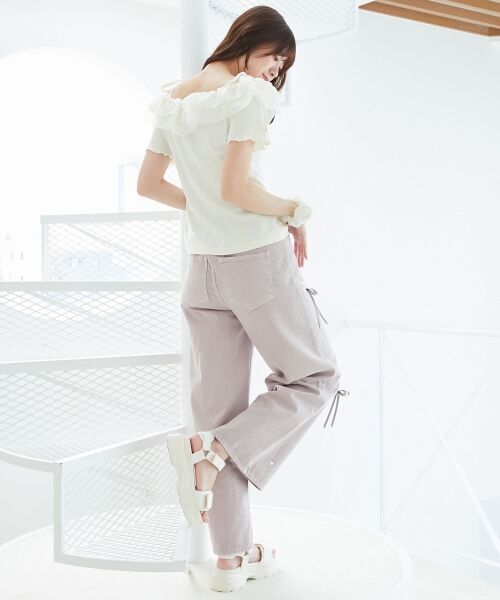 MAJESTIC LEGON / マジェスティックレゴン カットソー | シアーフリルオフショルカットトップス | 詳細2