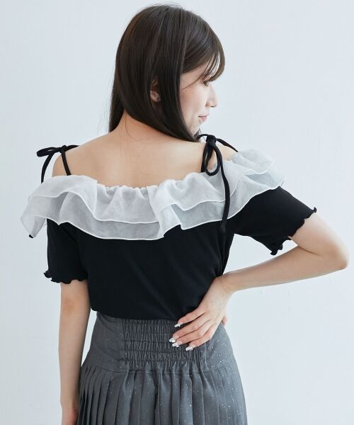 MAJESTIC LEGON / マジェスティックレゴン カットソー | シアーフリルオフショルカットトップス | 詳細21