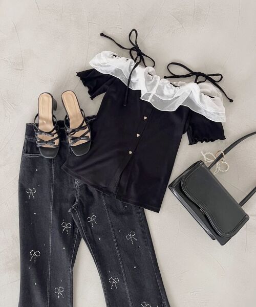 MAJESTIC LEGON / マジェスティックレゴン カットソー | シアーフリルオフショルカットトップス | 詳細23