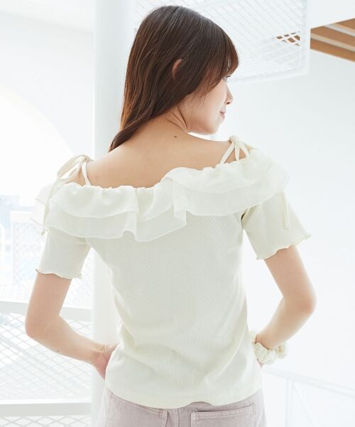 MAJESTIC LEGON / マジェスティックレゴン カットソー | シアーフリルオフショルカットトップス | 詳細4