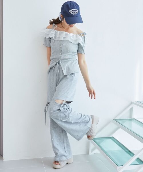 MAJESTIC LEGON / マジェスティックレゴン カットソー | シアーフリルオフショルカットトップス | 詳細8