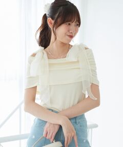 MAJESTIC LEGON / マジェスティックレゴン カットソー | 肩リボンオフショルカットトップス