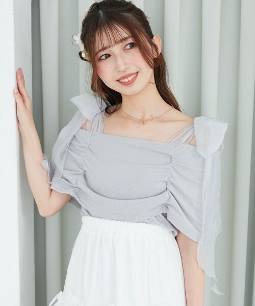 MAJESTIC LEGON / マジェスティックレゴン カットソー | 肩リボンオフショルカットトップス | 詳細19