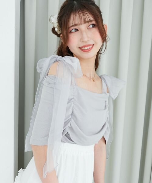 MAJESTIC LEGON / マジェスティックレゴン カットソー | 肩リボンオフショルカットトップス | 詳細20