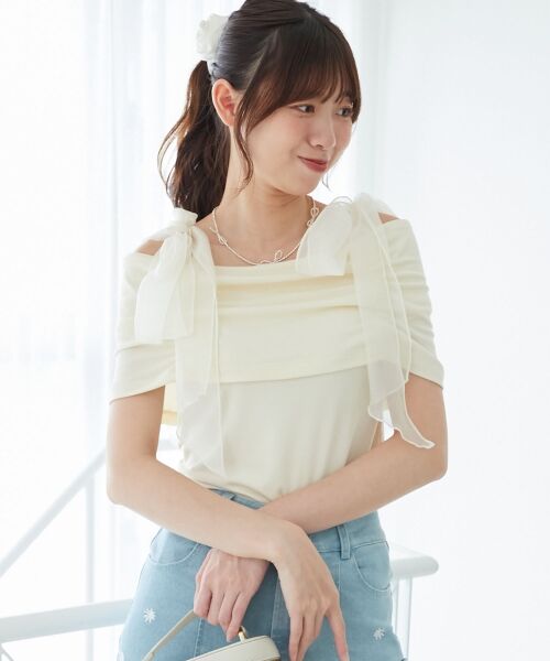 MAJESTIC LEGON / マジェスティックレゴン カットソー | 肩リボンオフショルカットトップス | 詳細5
