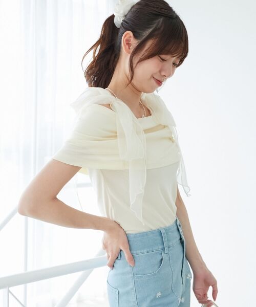 MAJESTIC LEGON / マジェスティックレゴン カットソー | 肩リボンオフショルカットトップス | 詳細6