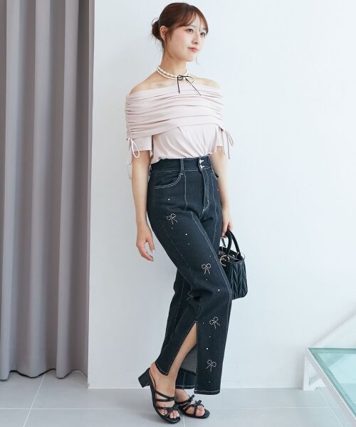 MAJESTIC LEGON / マジェスティックレゴン カットソー | サイドドロストオフショルカットトップス | 詳細9