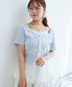 MAJESTIC LEGON / マジェスティックレゴン カーディガン・ボレロ | ペプラムキャミセットカットカーデ