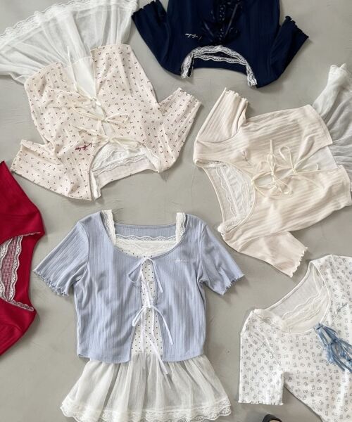 MAJESTIC LEGON / マジェスティックレゴン カーディガン・ボレロ | ペプラムキャミセットカットカーデ | 詳細1