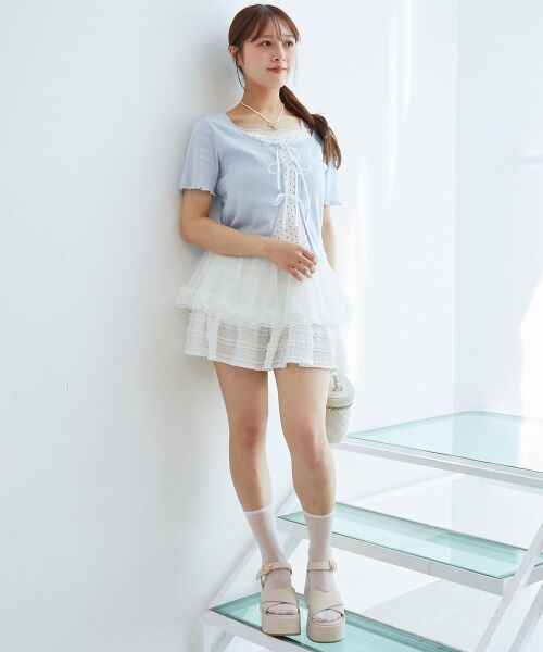 MAJESTIC LEGON / マジェスティックレゴン カーディガン・ボレロ | ペプラムキャミセットカットカーデ | 詳細11